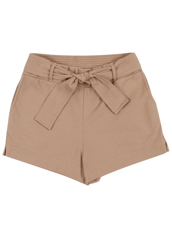 Bjoe - Shorts em Moletinho com Amarração Marrom