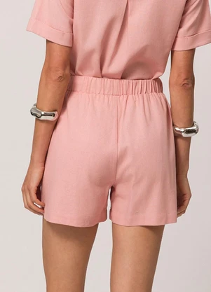 Doce Trama - Shorts em Plano Linen com Cós de Elástico Rosa - DOCE TRAMA