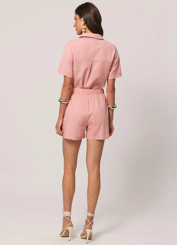 Doce Trama - Shorts em Plano Linen com Cós de Elástico Rosa 4