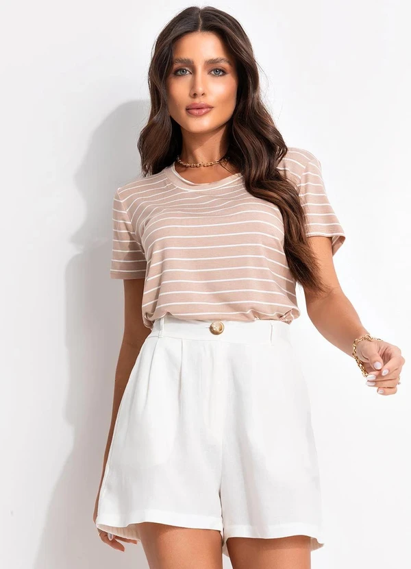 Bimini - Shorts em Viscolinho Off White 16