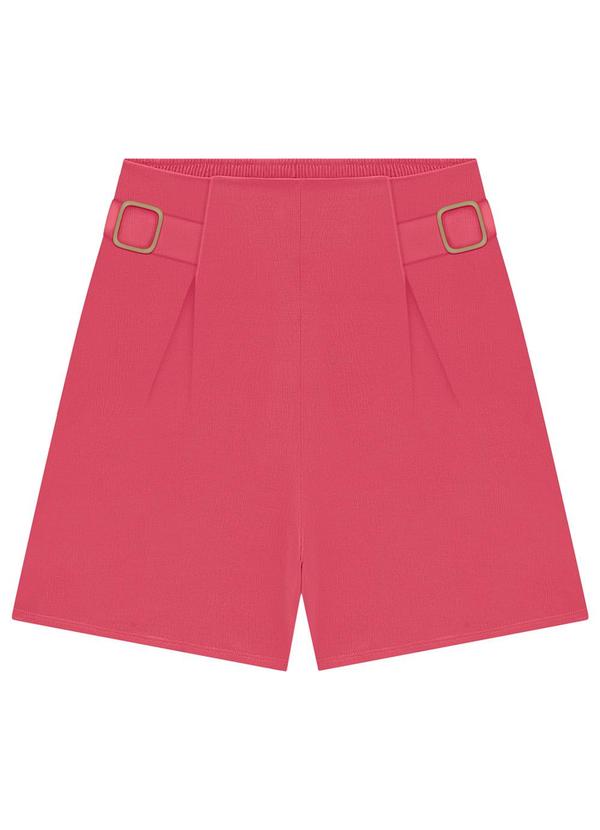 Lunender - Shorts em Viscose com Detalhe Fivela Rosa