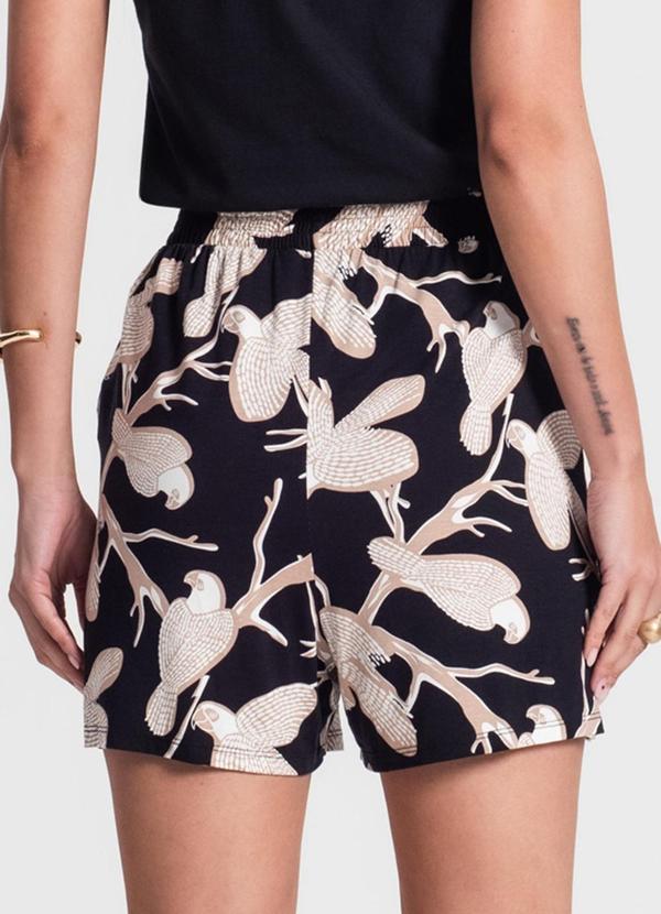 Rovitex - Shorts Estampa de Pássaros Preto 2