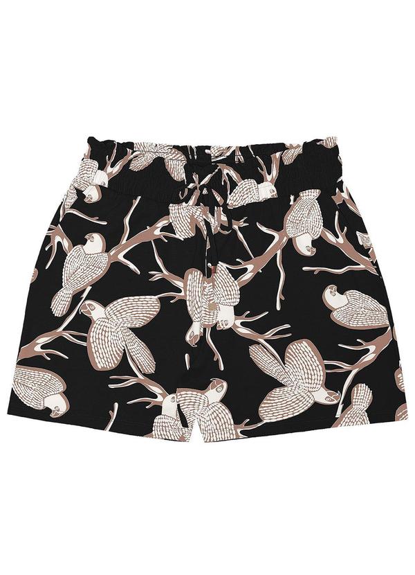 Rovitex - Shorts Estampa de Pássaros Preto 6