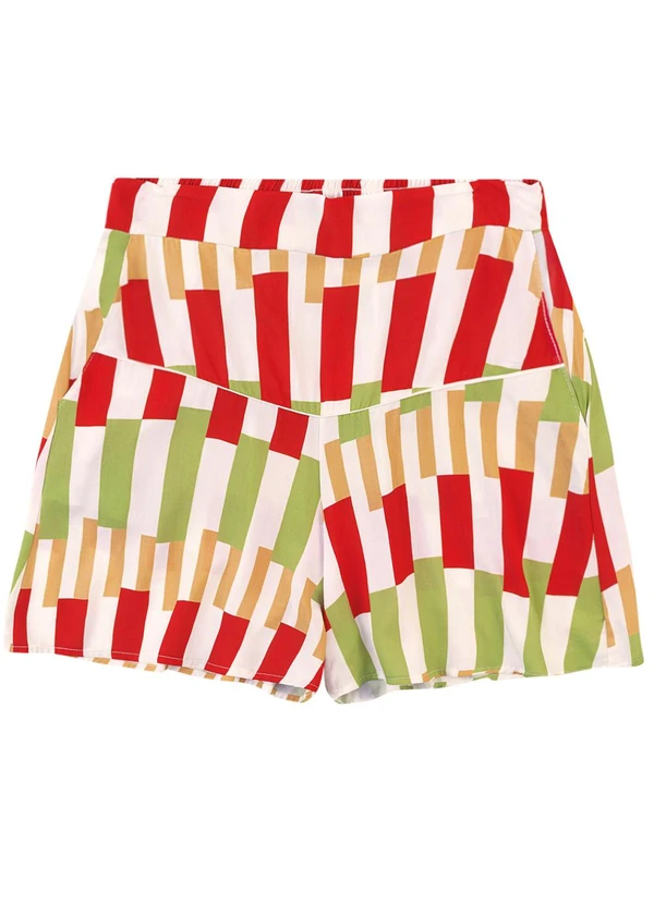 Malwee - Shorts Evasê Floral com Pala Vermelho 3