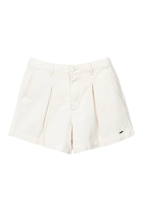 Marialícia - Shorts Feminino Alfaiataria Bege 4