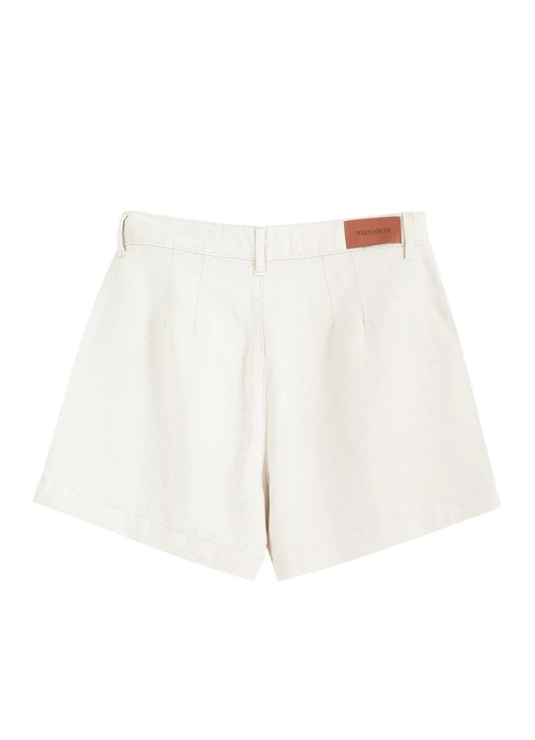 Marialícia - Shorts Feminino Alfaiataria Bege 5