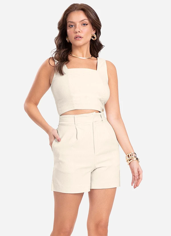 Endless - Shorts Feminino Bengaline Bege 2