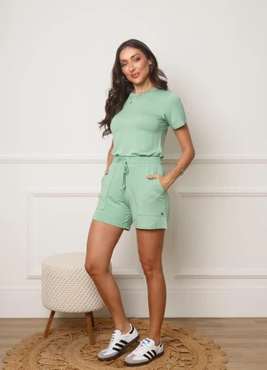 Doce Tom - Shorts Feminino Cintura Alta Verde - DOCE TOM