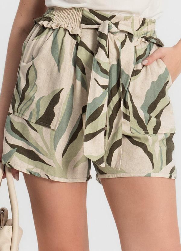 Select - Shorts Feminino com Elástico Bege
