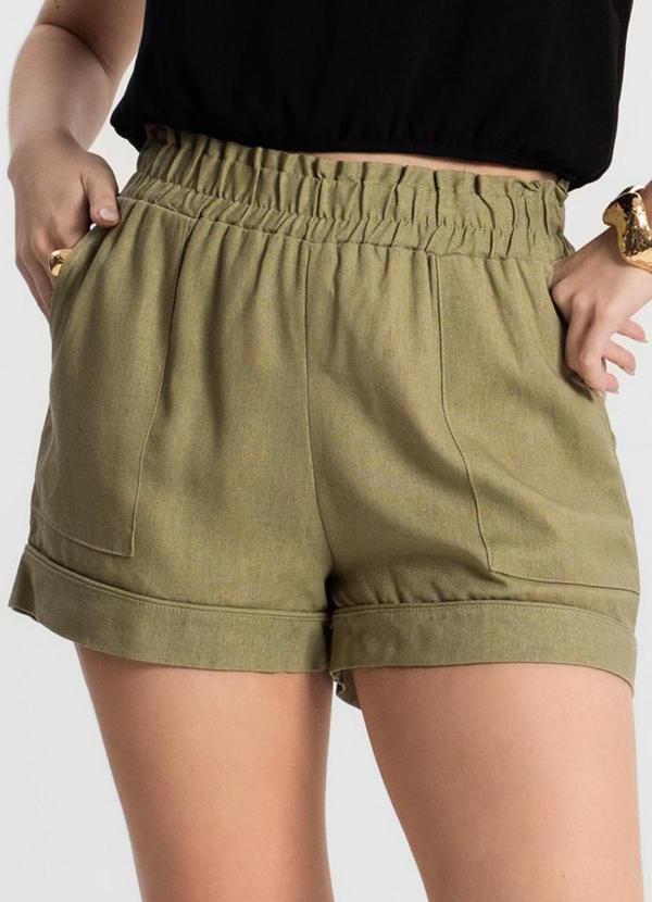 Select - Shorts Feminino com Elástico Bege