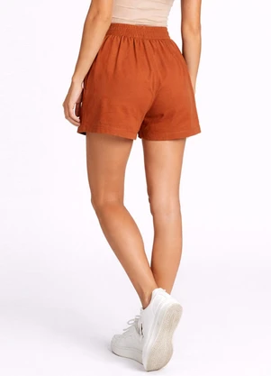 Infinita Cor - Shorts Feminino Cós com Elástico Marrom - INFINITA COR