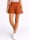 Infinita Cor - Shorts Feminino Cós com Elástico Vermelho - variação: Marrom