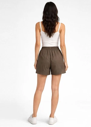 Infinita Cor - Shorts Feminino Cós com Elástico Verde - INFINITA COR