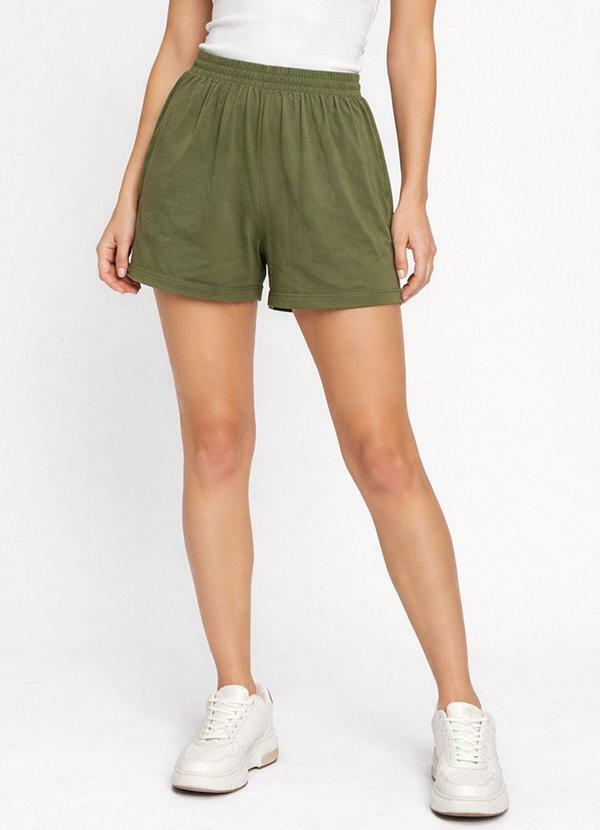 Infinita Cor - Shorts Feminino Cós com Elástico Verde