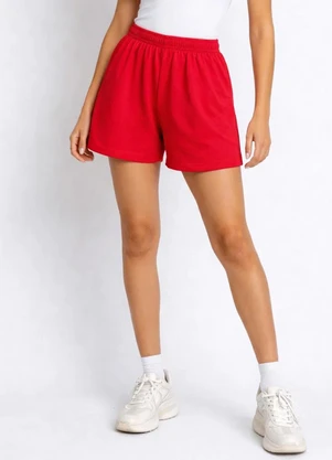 Infinita Cor - Shorts Feminino Cós com Elástico Vermelho - INFINITA COR