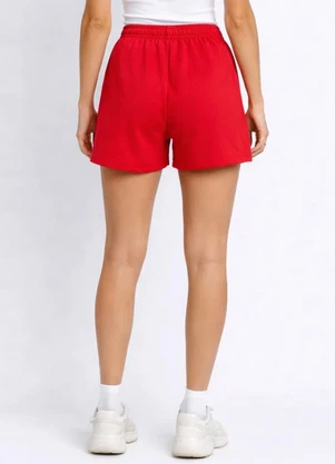 Infinita Cor - Shorts Feminino Cós com Elástico Vermelho - INFINITA COR