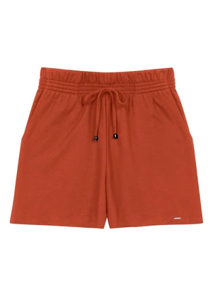 Marialícia - Shorts Feminino de Moletom Marrom - MARIALÍCIA