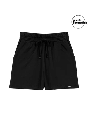 Marialícia - Shorts Feminino de Moletom Preto - MARIALÍCIA