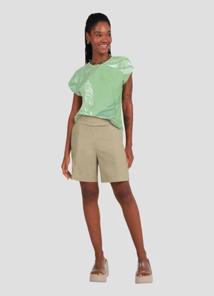 Cereja Rosa - Shorts Feminino em Alfaiataria com Bolso Bege - CEREJA ROSA