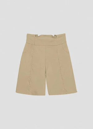 Cereja Rosa - Shorts Feminino em Alfaiataria com Bolso Bege - CEREJA ROSA