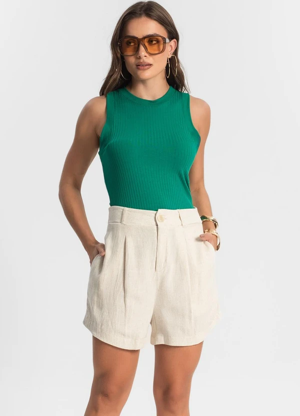 Endless - Shorts Feminino em Linho Bege 5