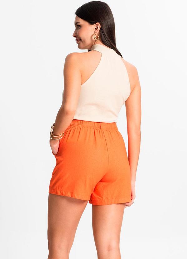 Rovitex - Shorts Feminino em Linho Laranja 4