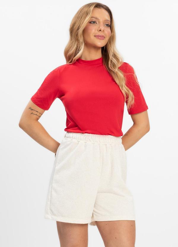 Infinita Cor - Shorts Feminino em Moletinho Bege 3