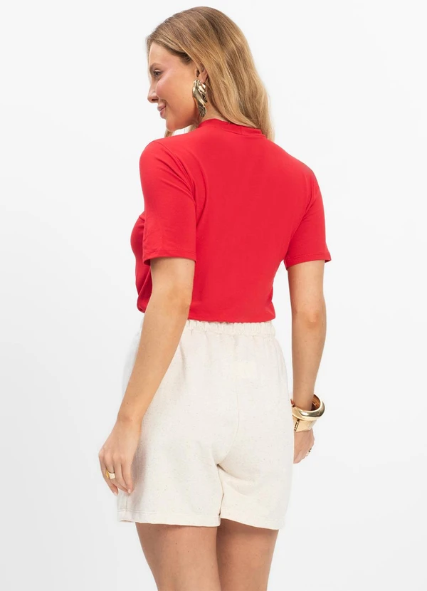 Infinita Cor - Shorts Feminino em Moletinho Bege 4