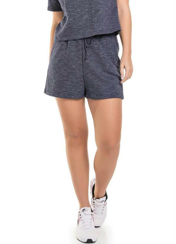 Up Close - Shorts Feminino em Moletinho Marinho