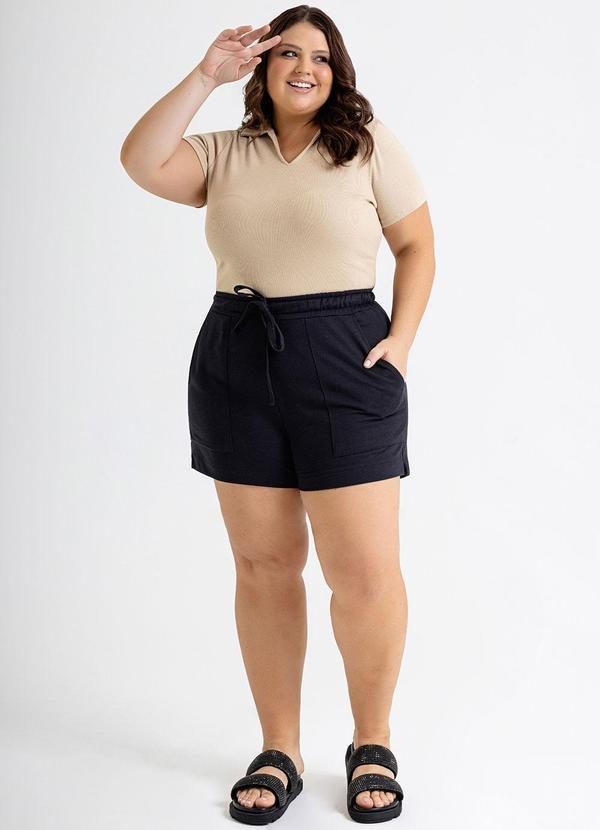 Just Basic - Shorts Feminino em Moletinho Preto 7