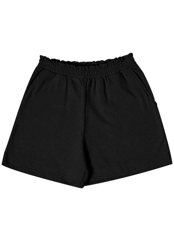 Rovitex - Shorts Feminino em Moletom Sarjado Preto 1