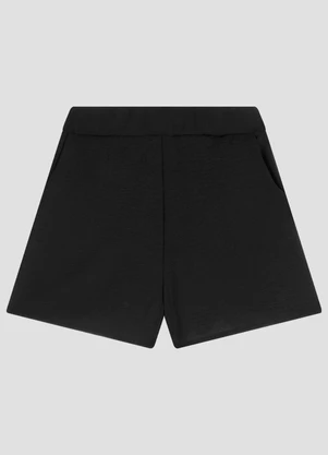Cereja Rosa - Shorts Feminino em Tecido Plano Crepe Preto - CEREJA ROSA