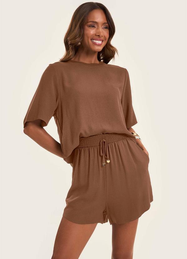 Rovitex - Shorts Feminino em Twill Cey Marrom 2