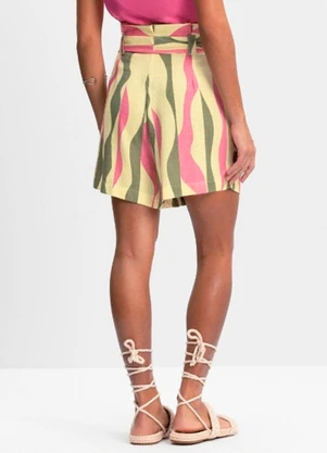 Essendi - Shorts Feminino em Viscolinho Amarelo - ESSENDI