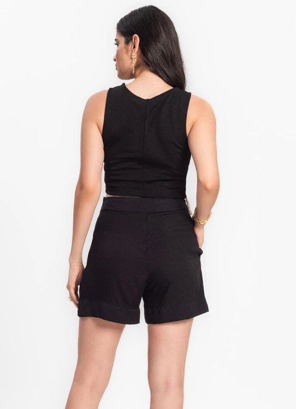 Endless - Shorts Feminino em Viscose Creponada Preto 2