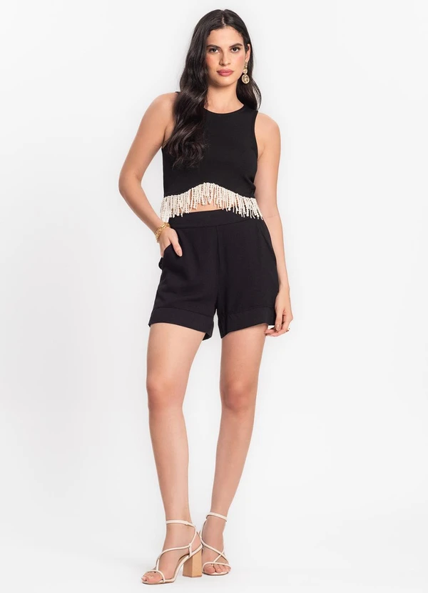 Endless - Shorts Feminino em Viscose Creponada Preto 3
