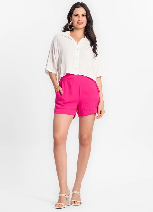 Endless - Shorts Feminino em Viscose Creponada Rosa 3