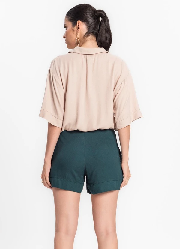 Endless - Shorts Feminino em Viscose Creponada Verde 2