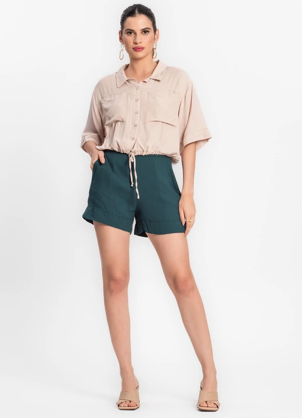 Endless - Shorts Feminino em Viscose Creponada Verde 3