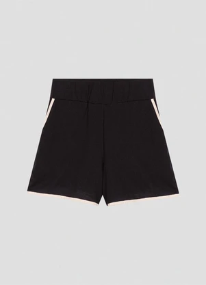 Cereja Rosa - Shorts Feminino em Viscose Linho com Bolso Preto - CEREJA ROSA