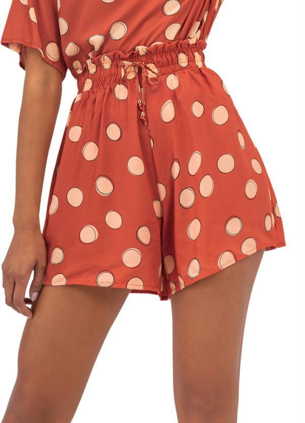 Rovitex - Shorts Feminino Estampado Laranja