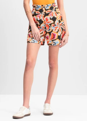 Essendi - Shorts Feminino Floral Preto - ESSENDI