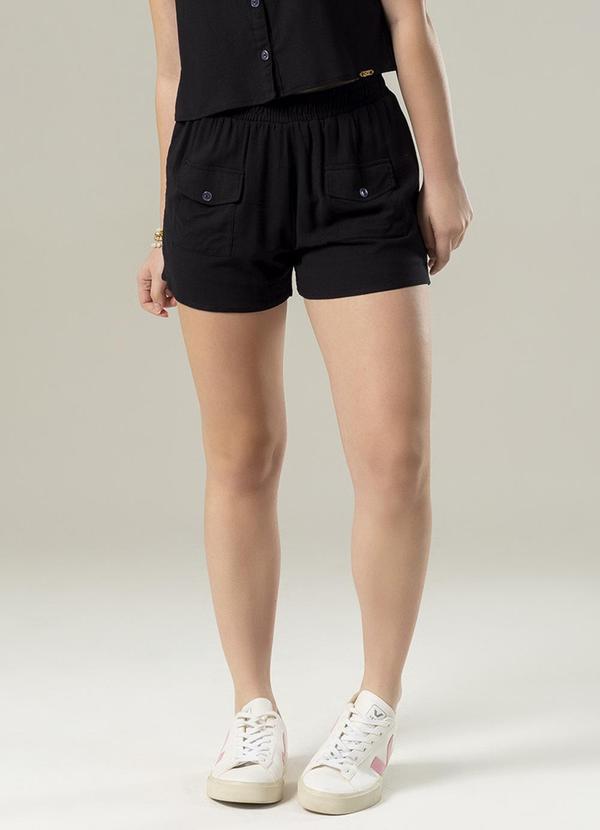 Bjoe - Shorts Feminino Juvenil com Bolso Cargo Preto