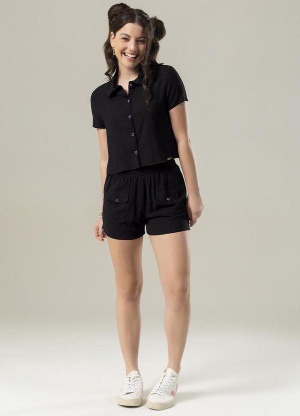 Bjoe - Shorts Feminino Juvenil com Bolso Cargo Preto 2