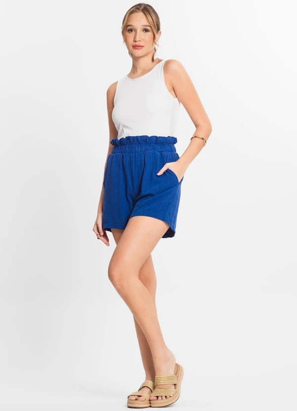 Select - Shorts Feminino Linho Azul 3