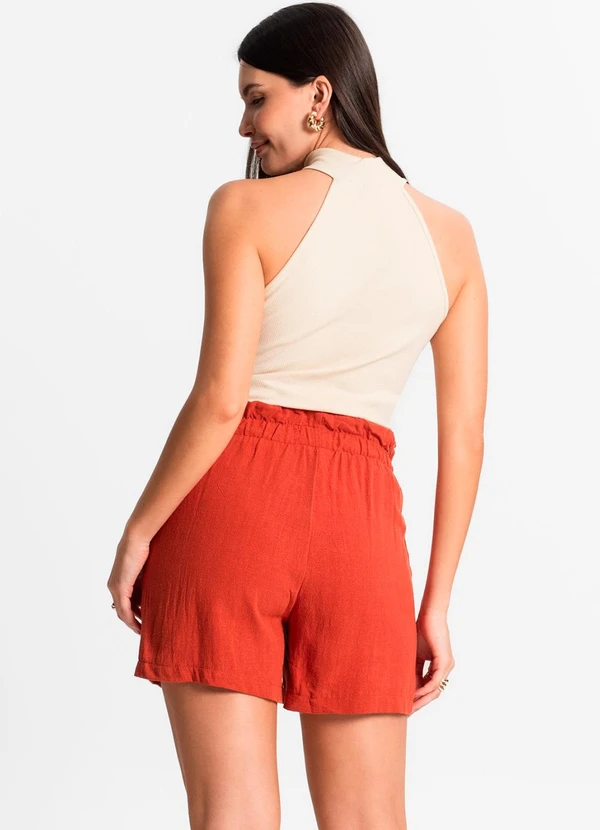 Endless - Shorts Feminino Linho Laranja 4