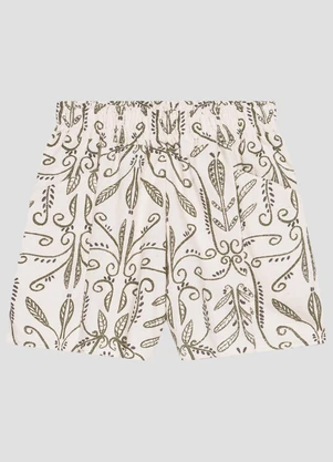 Cereja Rosa - Shorts Feminino Linho Estampado Bege - CEREJA ROSA