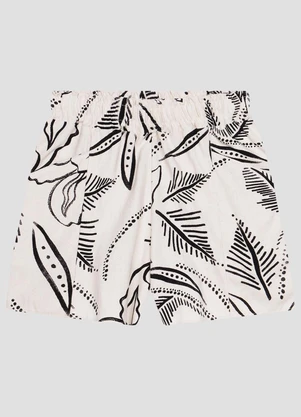 Cereja Rosa - Shorts Feminino Linho Estampado Preto - CEREJA ROSA