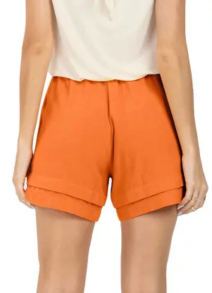 Endless - Shorts Feminino Linho Strong Laranja - ENDLESS