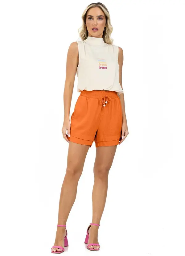 Endless - Shorts Feminino Linho Strong Laranja 3